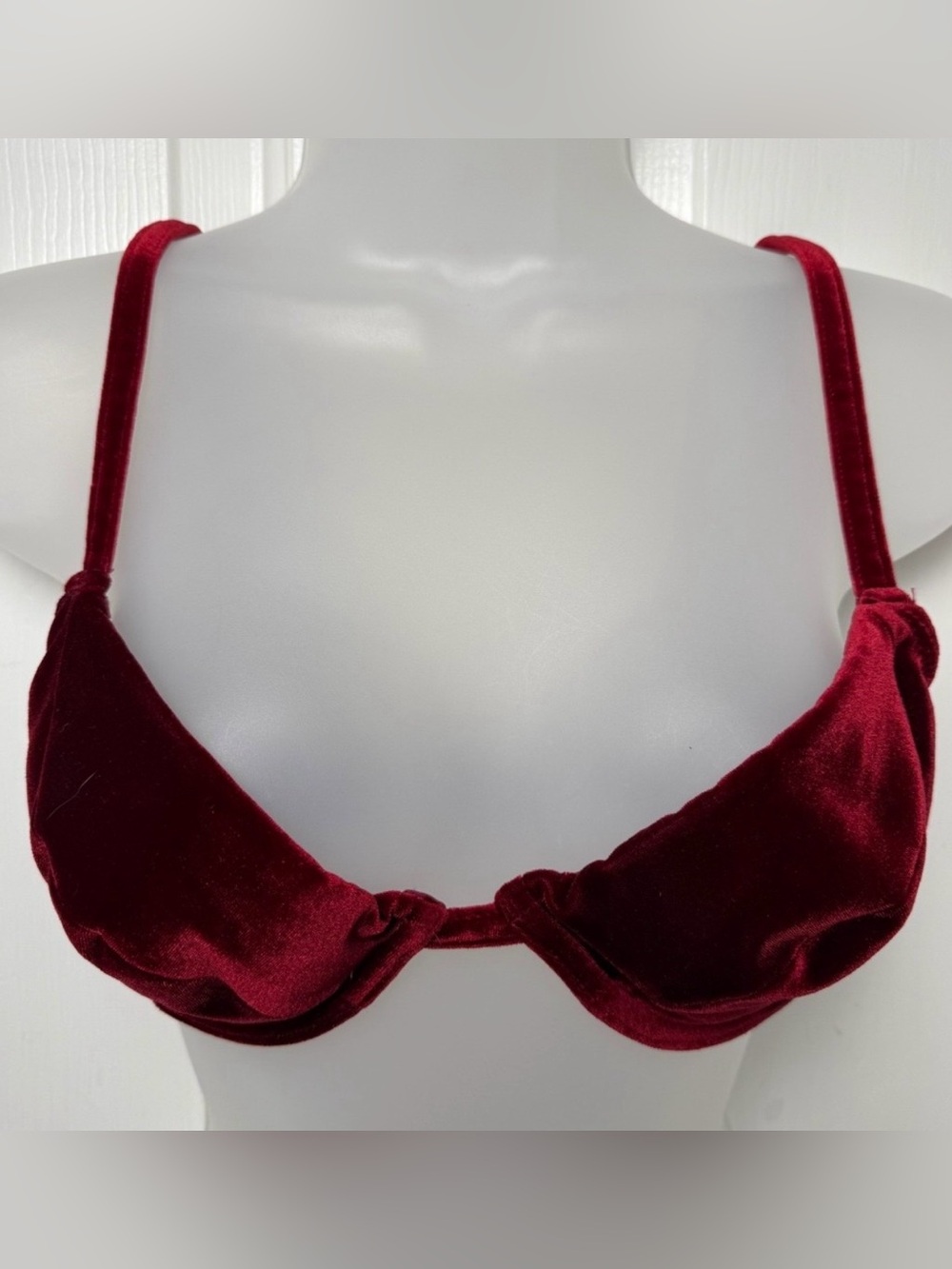Victoria's Secret Vintage Burgundy Velvet Underwire Bra 34B Made USA Y2K